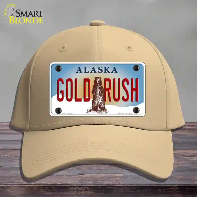 Gold Rush Alaska State Novelty License Plate Hat Cotton / Khaki