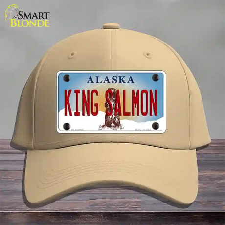 King Salmon Alaska State Novelty License Plate Hat Cotton / Khaki