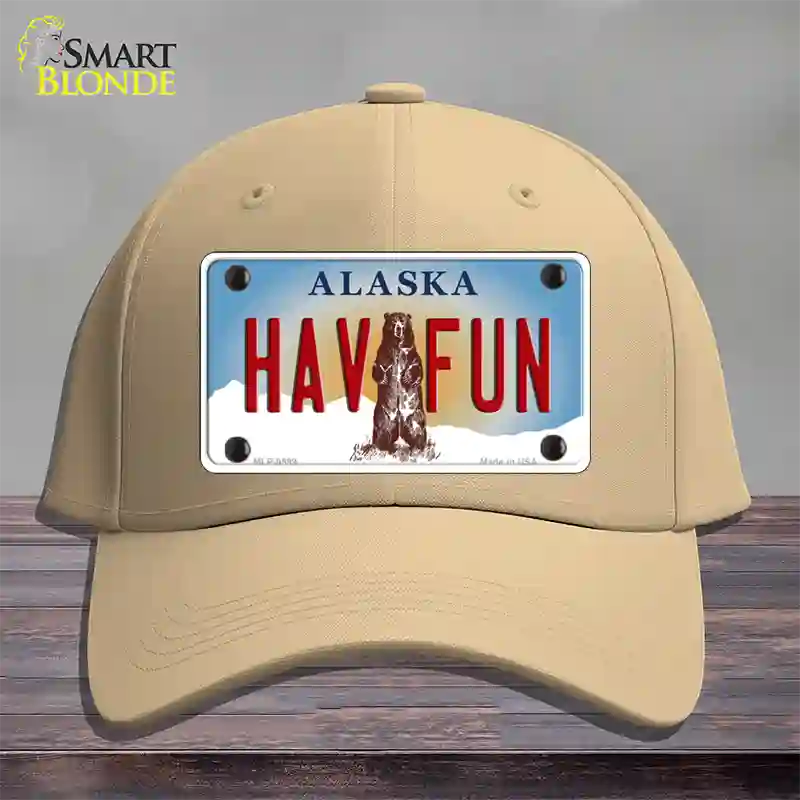 Hav Fun Alaska State Novelty License Plate Hat Cotton / Khaki