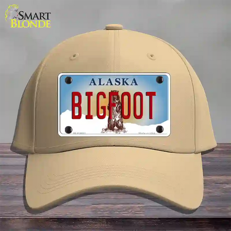 Bigfoot Alaska State Novelty License Plate Hat Cotton / Khaki