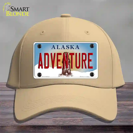 Adventure Alaska State Novelty License Plate Hat Cotton / Khaki