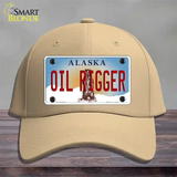 Oil Rigger Alaska State Novelty License Plate Hat Cotton / Khaki