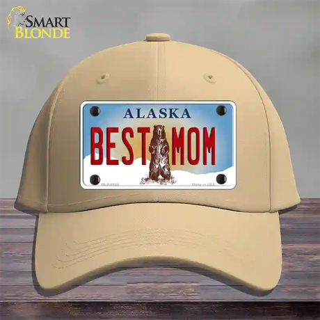 Best Mom Alaska State Novelty License Plate Hat Cotton / Khaki