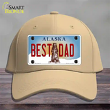 Best Dad Alaska State Novelty License Plate Hat Cotton / Khaki