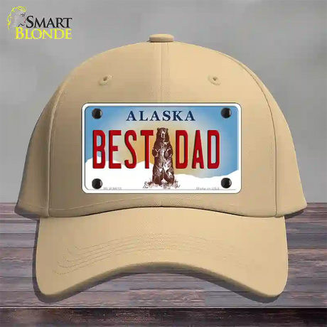 Best Dad Alaska State Novelty License Plate Hat Cotton / Khaki