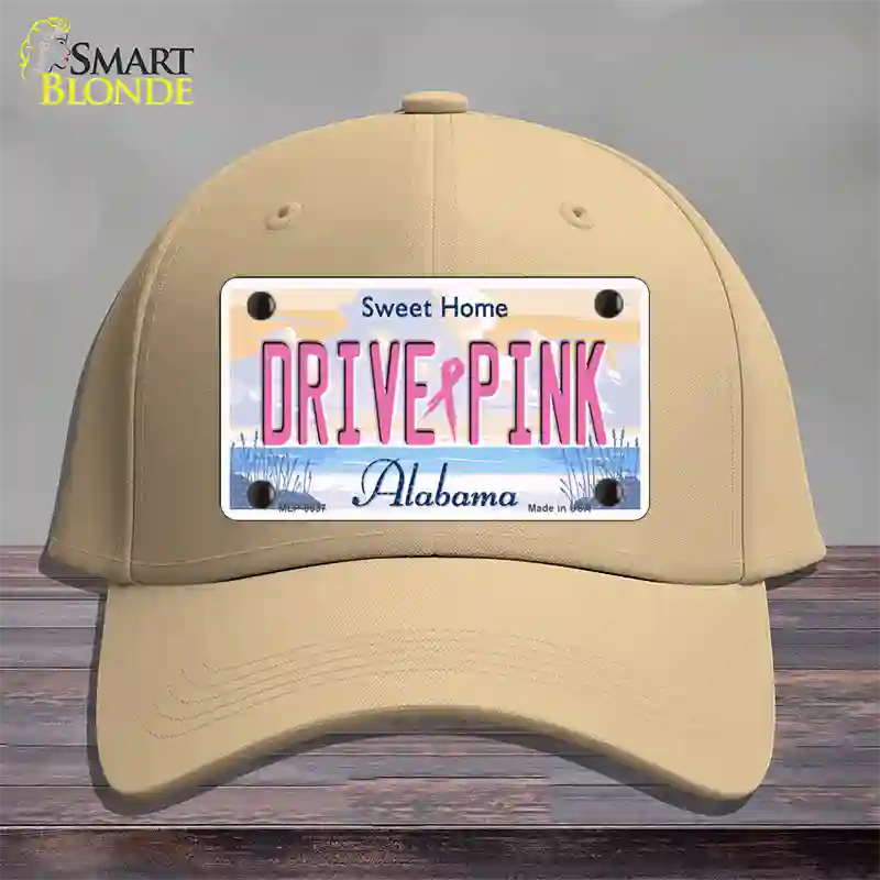 Drive Pink Alabama Novelty License Plate Hat Cotton / Khaki