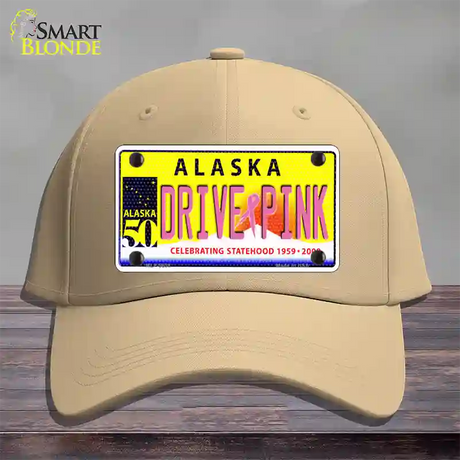 Drive Pink Alaska Novelty License Plate Hat Cotton / Khaki