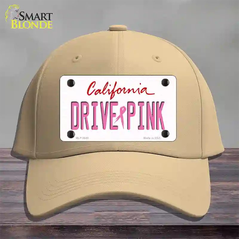 Drive Pink California Novelty License Plate Hat Cotton / Khaki