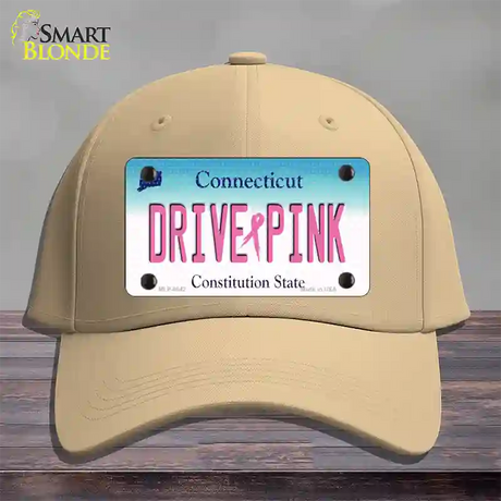 Drive Pink Connecticut Novelty License Plate Hat Cotton / Khaki