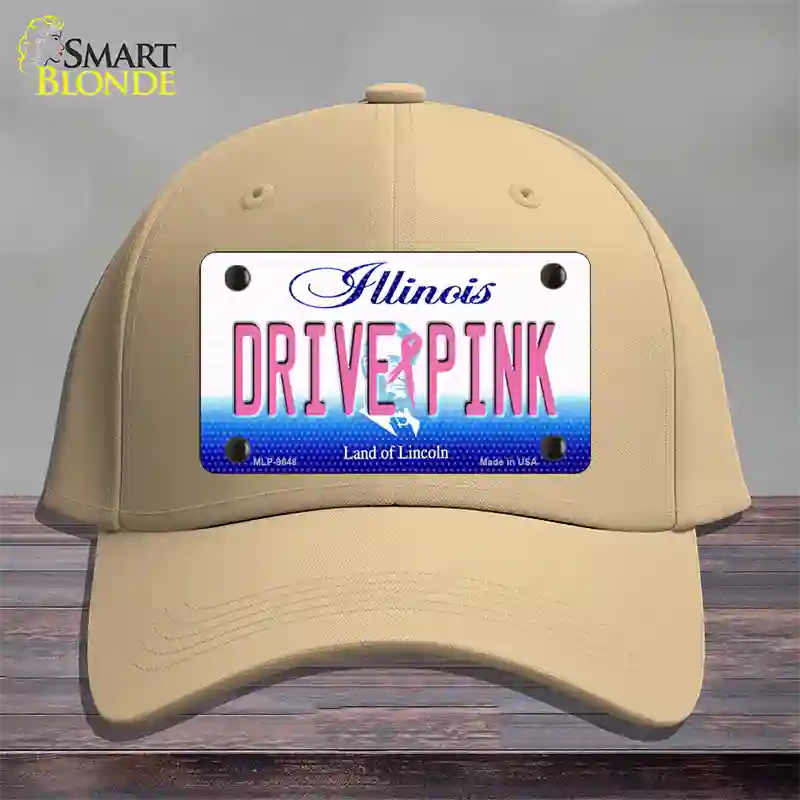 Drive Pink Illinois Novelty License Plate Hat Cotton / Khaki