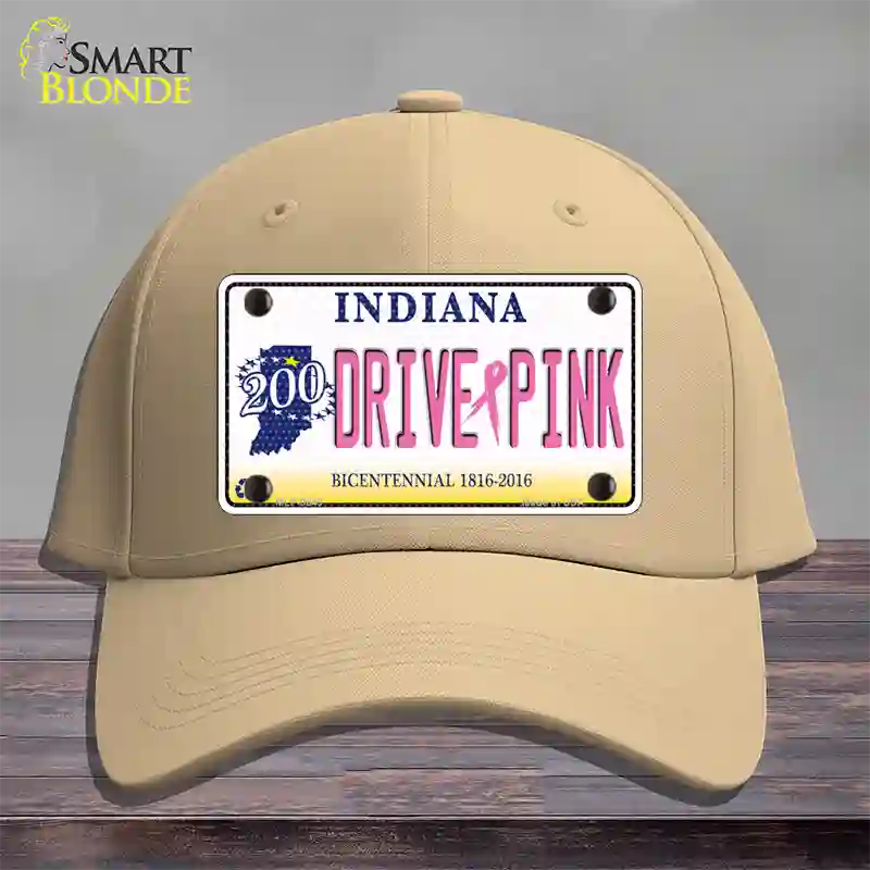 Drive Pink Indiana Novelty License Plate Hat Cotton / Khaki