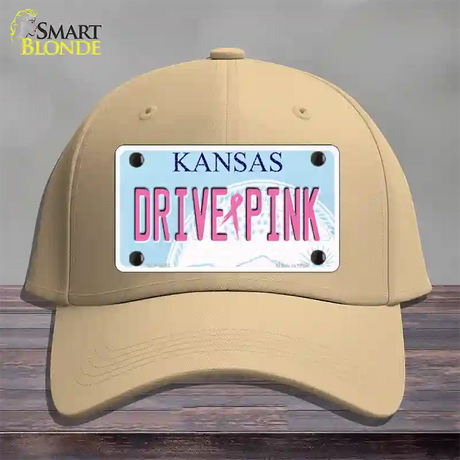 Drive Pink Kansas Novelty License Plate Hat Cotton / Khaki