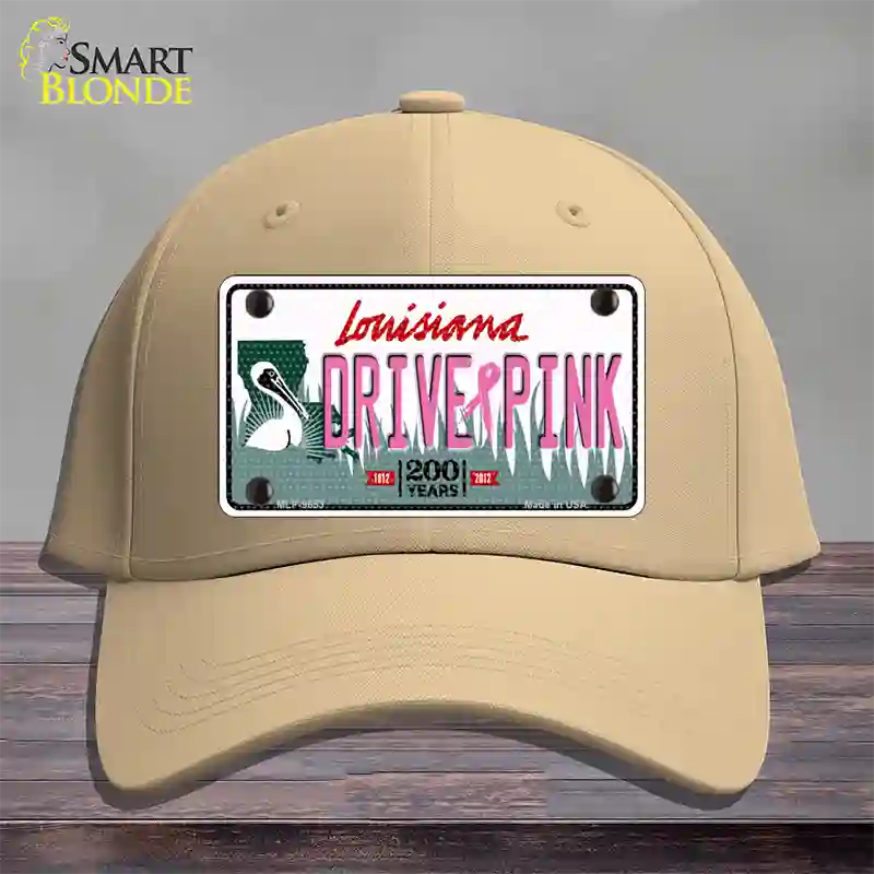 Drive Pink Louisiana Novelty License Plate Hat Cotton / Khaki