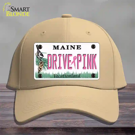 Drive Pink Maine Novelty License Plate Hat Cotton / Khaki