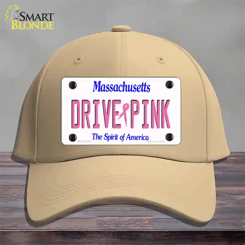 Drive Pink Massachusetts Novelty License Plate Hat Cotton / Khaki