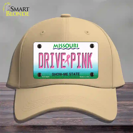 Drive Pink Missouri Novelty License Plate Hat Cotton / Khaki