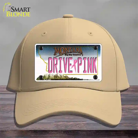 Drive Pink Montana Novelty License Plate Hat Cotton / Khaki