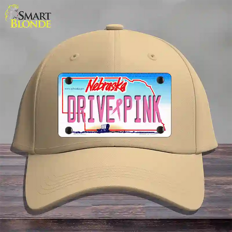 Drive Pink Nebraska Novelty License Plate Hat Cotton / Khaki