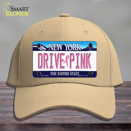 Drive Pink New York Novelty License Plate Hat Cotton / Khaki