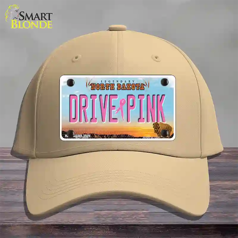 Drive Pink North Dakota Novelty License Plate Hat Cotton / Khaki