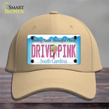 Drive Pink South Carolina Novelty License Plate Hat Cotton / Khaki