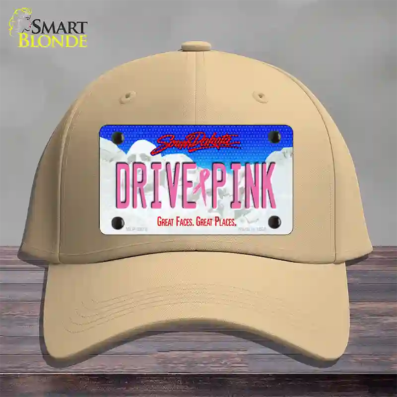 Drive Pink South Dakota Novelty License Plate Hat Cotton / Khaki