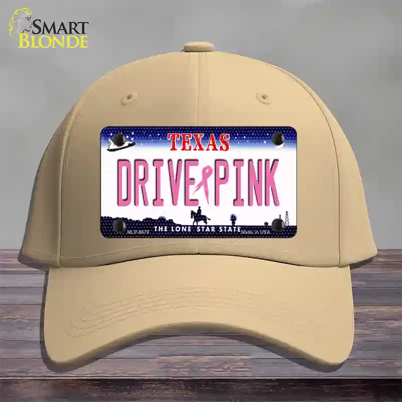 Drive Pink Texas Novelty License Plate Hat Cotton / Khaki