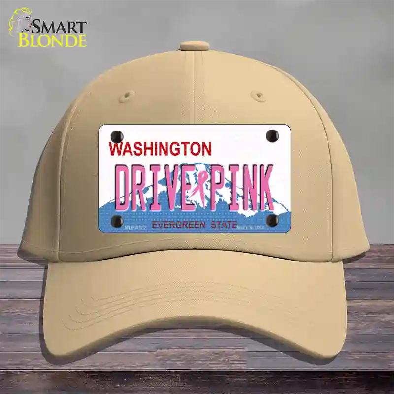 Drive Pink Washington Novelty License Plate Hat Cotton / Khaki