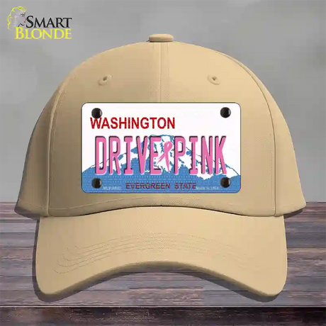 Drive Pink Washington Novelty License Plate Hat Cotton / Khaki