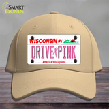 Drive Pink Wisconsin Novelty License Plate Hat Cotton / Khaki