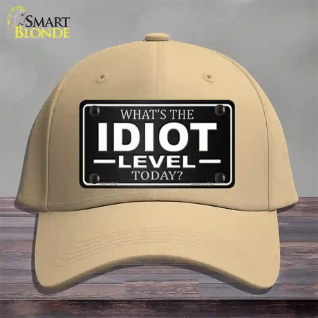 Idiot Level Novelty License Plate Hat Cotton / Khaki