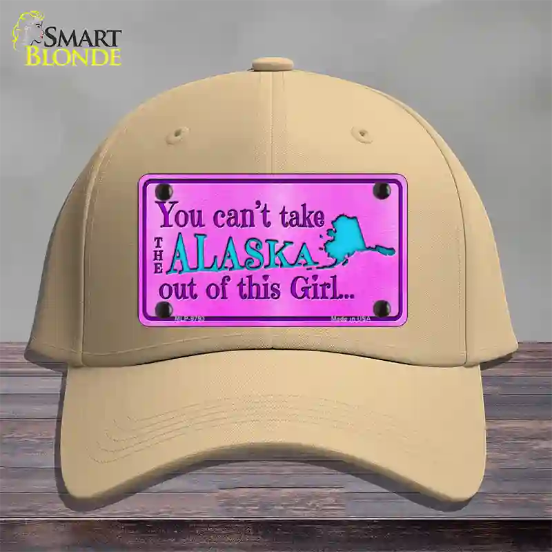 Alaska Girl Novelty License Plate Hat Cotton / Khaki