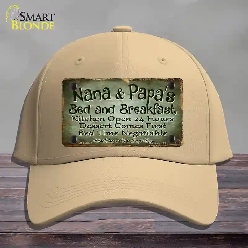 Nana And Papas Bed And Breakfast Novelty License Plate Hat Cotton / Khaki