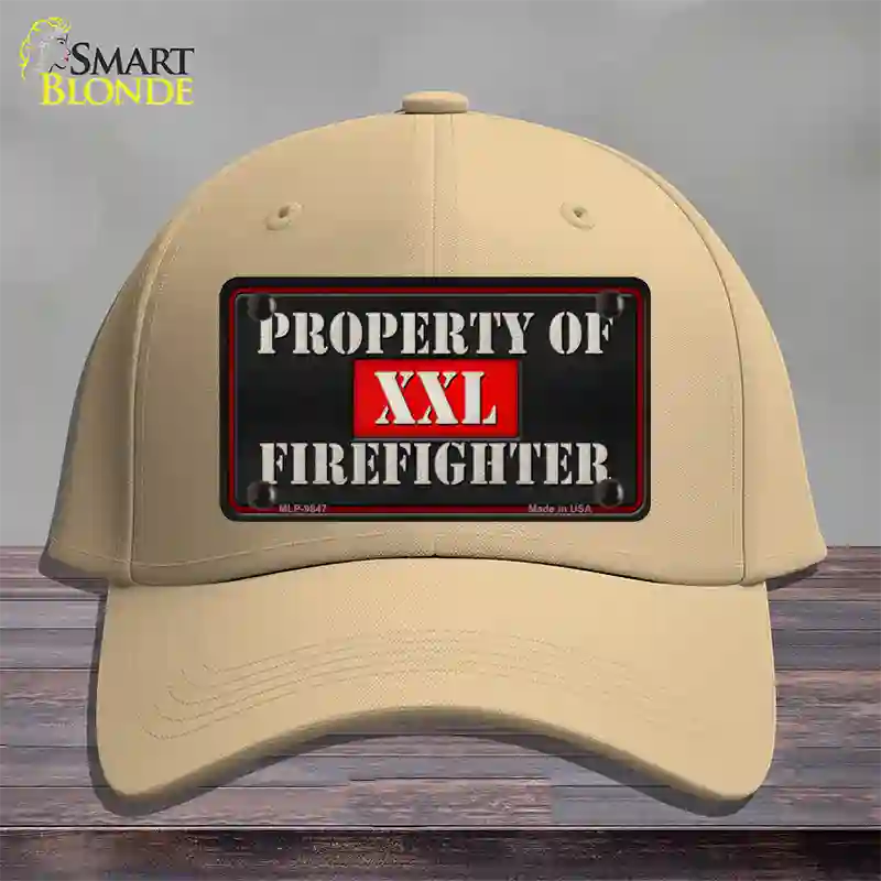 Property Of Firefighter Novelty License Plate Hat Cotton / Khaki