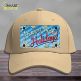 Happy Holidays Blue Novelty License Plate Hat Cotton / Khaki