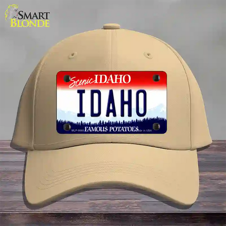 Scenic Idaho Novelty License Plate Hat Cotton / Khaki