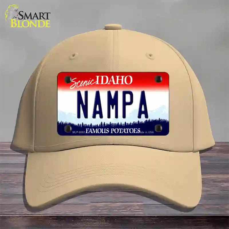 Nampa Idaho Novelty License Plate Hat Cotton / Khaki