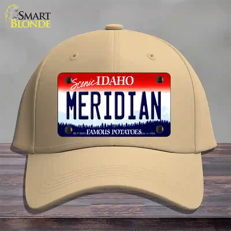 Meridian Idaho Novelty License Plate Hat Cotton / Khaki