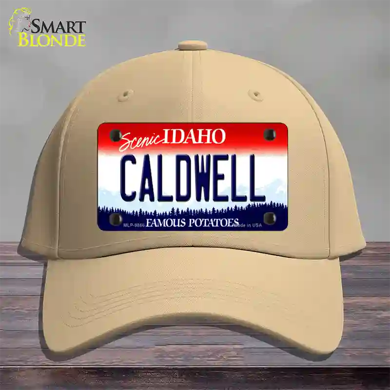 Caldwell Idaho Novelty License Plate Hat Cotton / Khaki