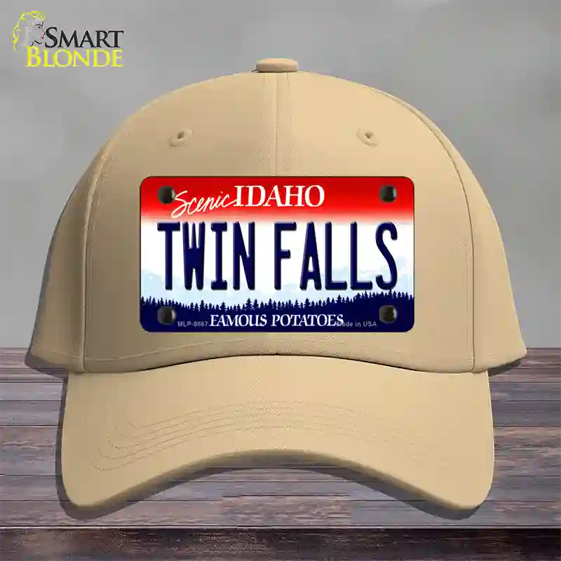 Twin Falls Idaho Novelty License Plate Hat Cotton / Khaki