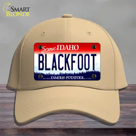 Blackfoot Idaho Novelty License Plate Hat Cotton / Khaki