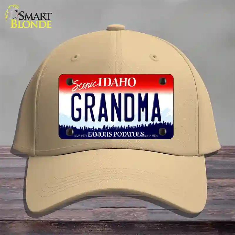 Grandma Idaho Novelty License Plate Hat Cotton / Khaki