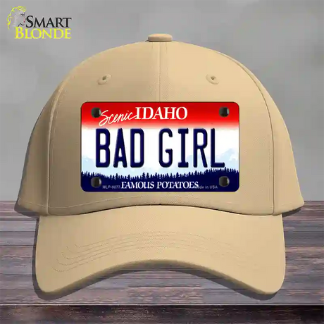 Bad Girl Idaho Novelty License Plate Hat Cotton / Khaki