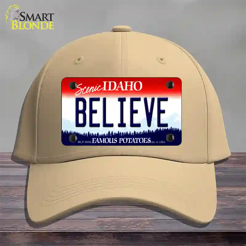 Believe Idaho Novelty License Plate Hat Cotton / Khaki