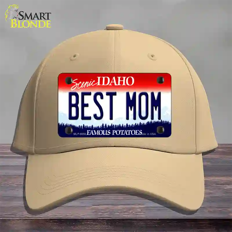 Best Mom Idaho Novelty License Plate Hat Cotton / Khaki