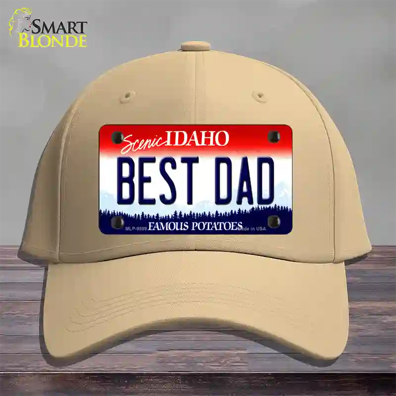 Best Dad Idaho Novelty License Plate Hat Cotton / Khaki