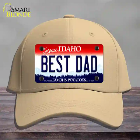 Best Dad Idaho Novelty License Plate Hat Cotton / Khaki