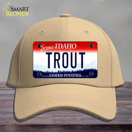 Trout Idaho Novelty License Plate Hat Cotton / Khaki