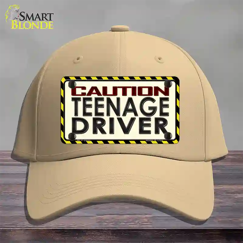 Caution Teenage Driver Novelty License Plate Hat Cotton / Khaki