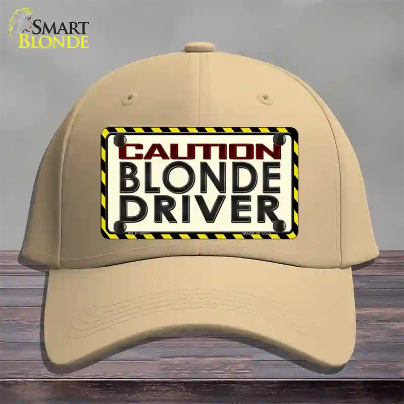 Caution Blonde Driver Novelty License Plate Hat Cotton / Khaki